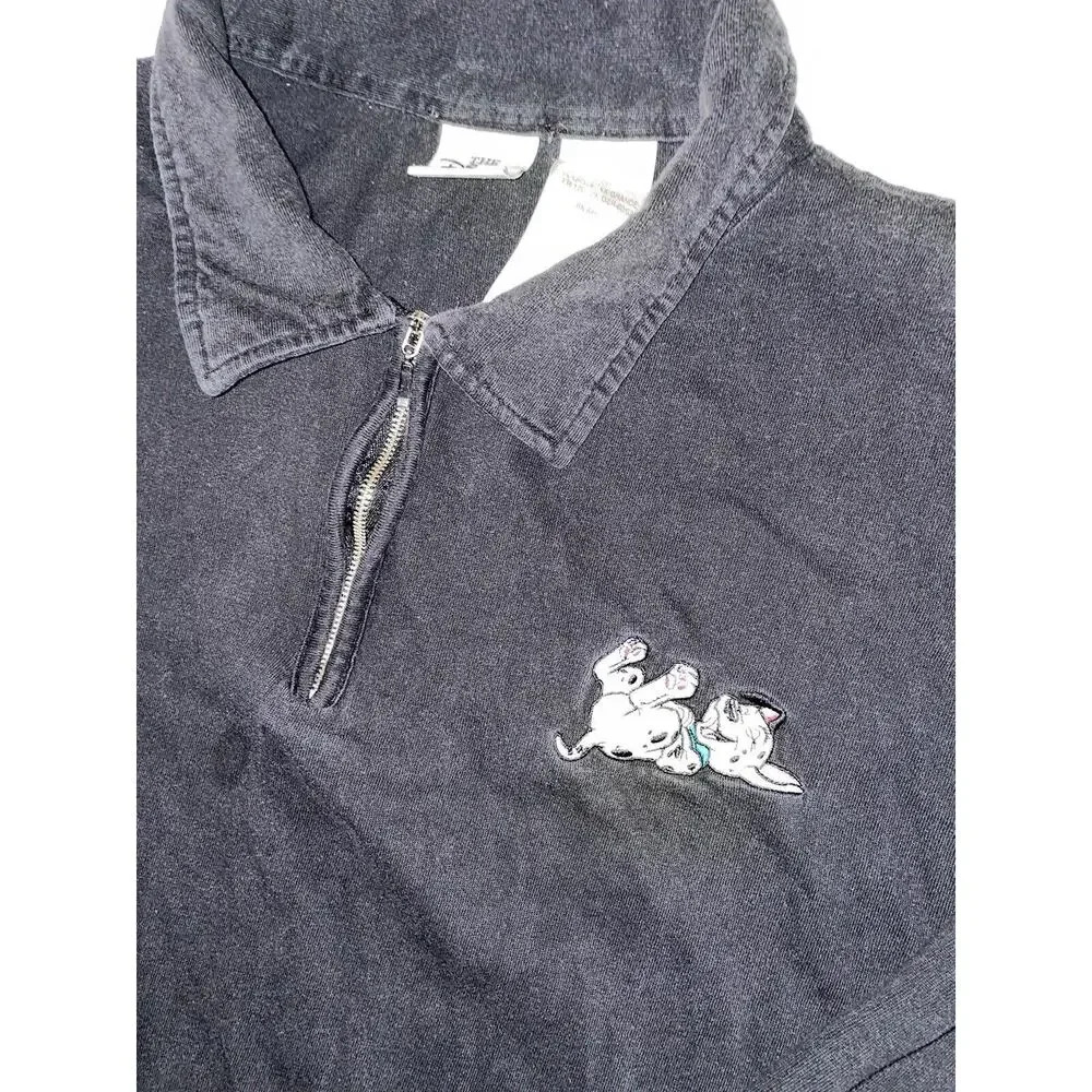 Vintage 101 Dalmatians Sweatshirt Adult 2XL Black Embroidered Disney Zip RARE - Picture 2 of 4